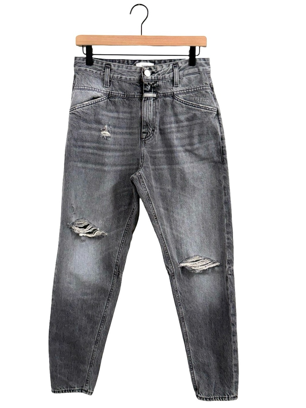 Closed size 26 High-Waist Distressed Grey Denim Jeans